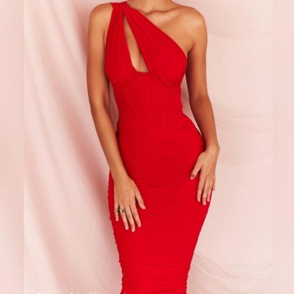 House of CB Dresses House Of Cb Valentina Scarlet Asymmetric Cutout